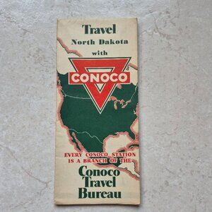 Vintage Conoco Road Map--North Dakota